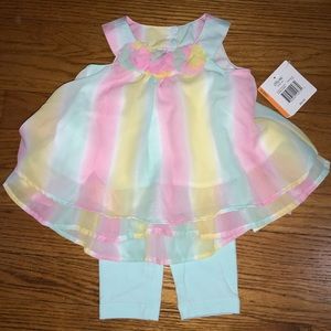LITTLE ME SLEEVELESS PASTEL RAINBOW COLOR STRIPED PANT SET